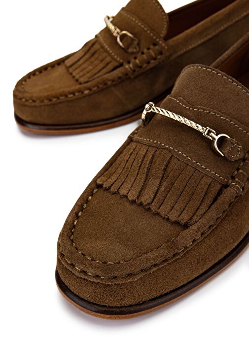 Tamer Tanca Kadın Hakiki Deri Kahverengi Loafer Ayakkabı - Görsel 5