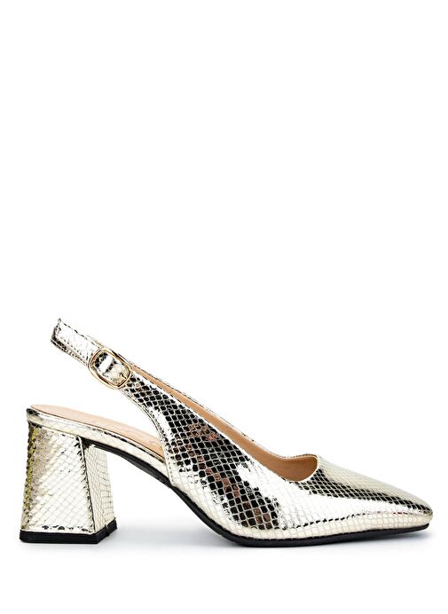 Tamer Tanca Kadın Hakiki Deri Altın Topuklu Ayakkabı - Görsel 2