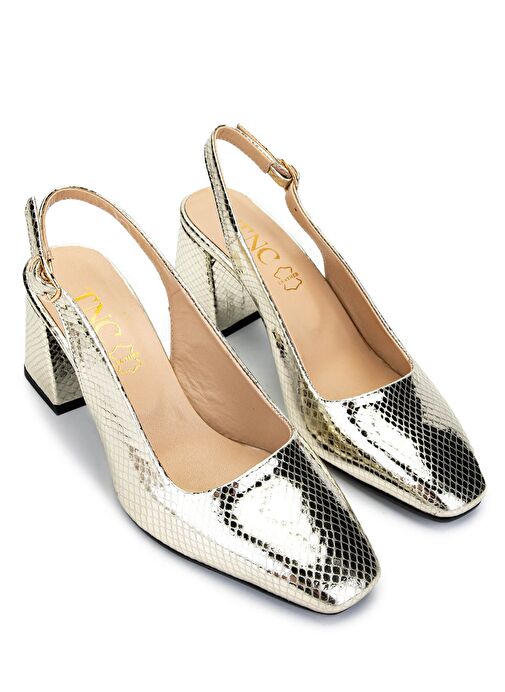 Tamer Tanca Kadın Hakiki Deri Altın Topuklu Ayakkabı - Görsel 3