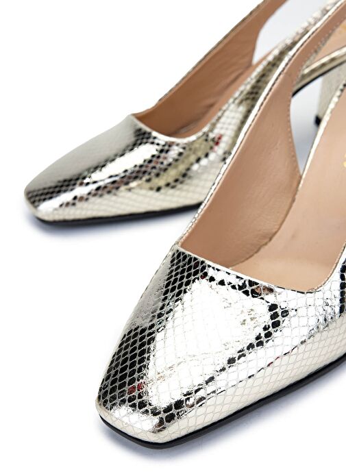 Tamer Tanca Kadın Hakiki Deri Altın Topuklu Ayakkabı - Görsel 5