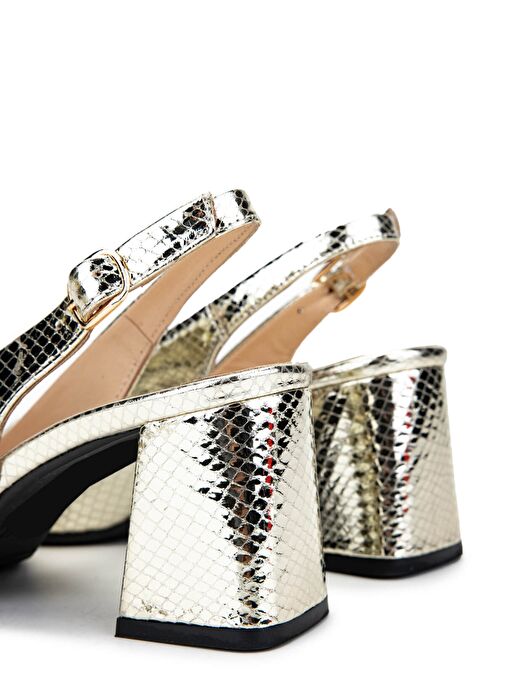 Tamer Tanca Kadın Hakiki Deri Altın Topuklu Ayakkabı - Görsel 6