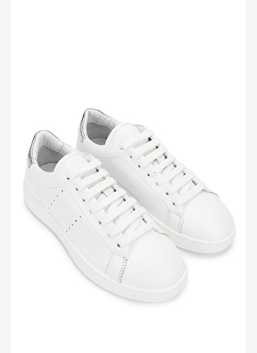 Tamer Tanca Kadın Hakiki Deri Beyaz/Gümüş Sneakers & Spor Ayakkabı - Görsel 3