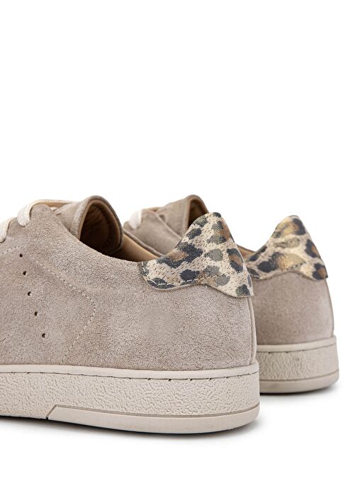 Tamer Tanca Kadın Hakiki Deri Bej Süet/Leopar Sneakers & Spor Ayakkabı - Görsel 6