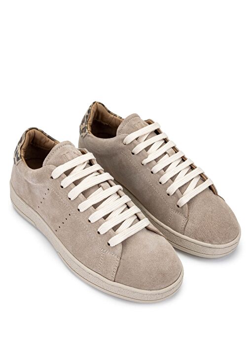 Tamer Tanca Kadın Hakiki Deri Bej Süet/Leopar Sneakers & Spor Ayakkabı - Görsel 3