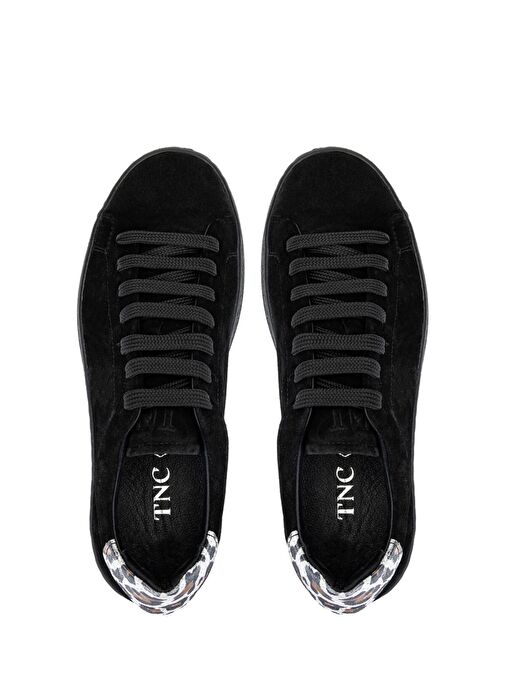 Tamer Tanca Kadın Hakiki Deri Siyah Süet/Siyah Beyaz Leopar Sneakers & Spor Ayakkabı - Görsel 6