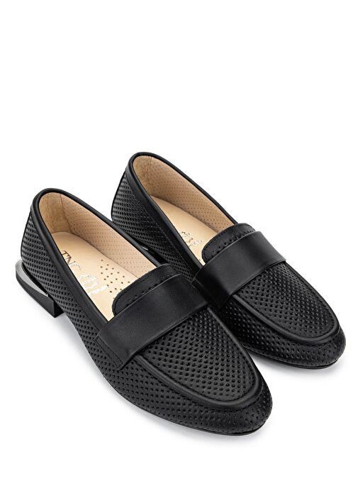 Tamer Tanca Kadın Hakiki Deri Siyah Loafer Ayakkabı - Görsel 3