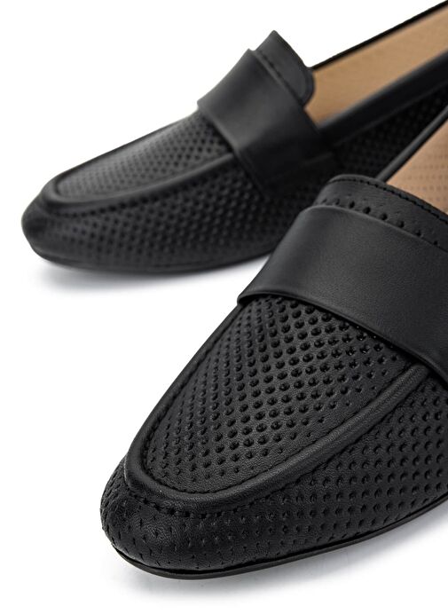 Tamer Tanca Kadın Hakiki Deri Siyah Loafer Ayakkabı - Görsel 5