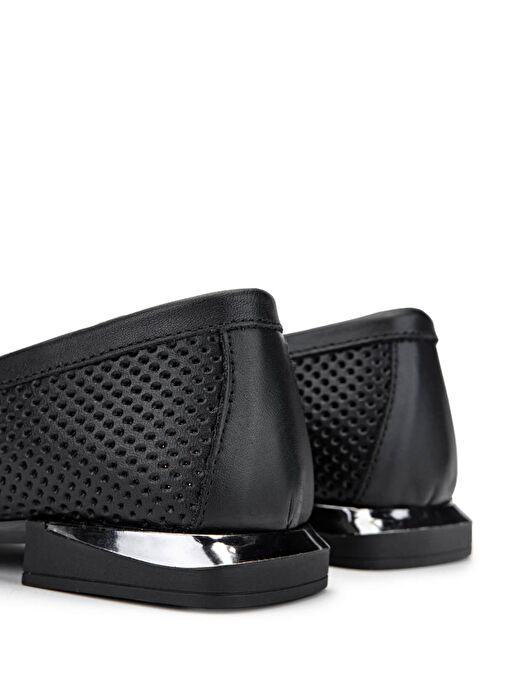 Tamer Tanca Kadın Hakiki Deri Siyah Loafer Ayakkabı - Görsel 6