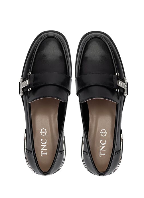 Tamer Tanca Kadın Hakiki Deri Siyah Deri Loafer Ayakkabı - Görsel 7