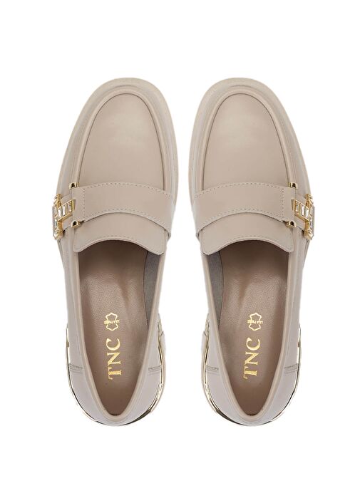 Tamer Tanca Kadın Hakiki Deri Bej Loafer Ayakkabı - Görsel 7