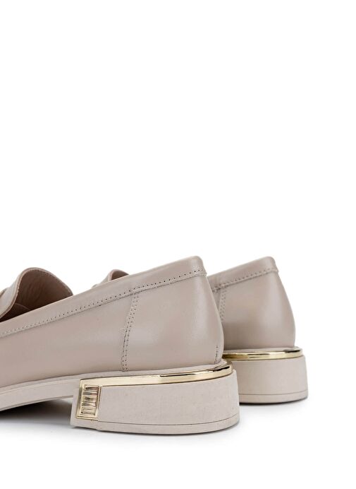 Tamer Tanca Kadın Hakiki Deri Bej Loafer Ayakkabı - Görsel 5