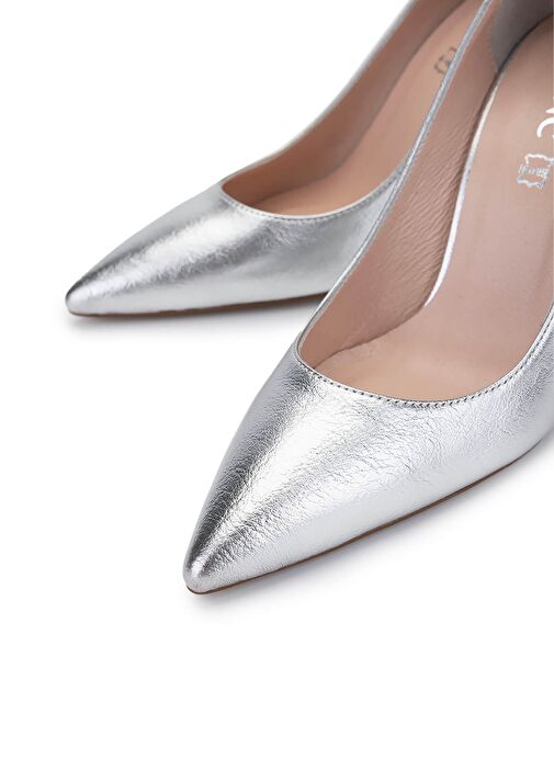 Tamer Tanca Kadın Suni Deri Gri Topuklu Ayakkabı - Görsel 5