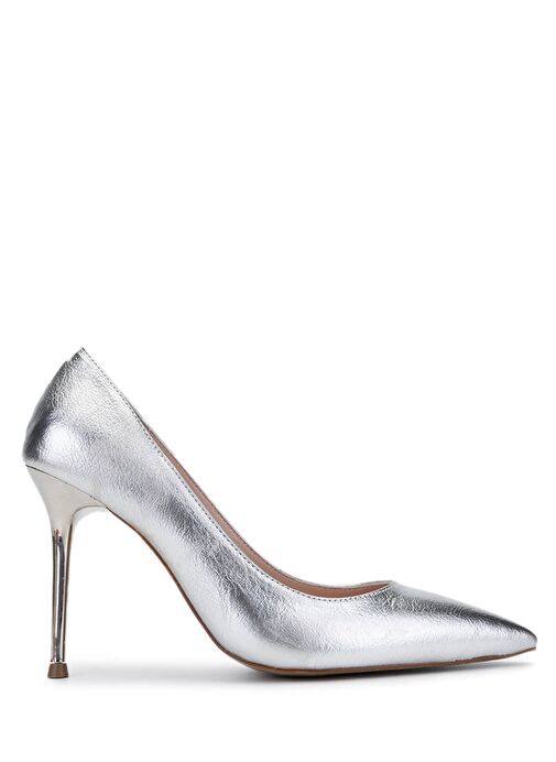 Tamer Tanca Kadın Suni Deri Gri Topuklu Ayakkabı - Görsel 2