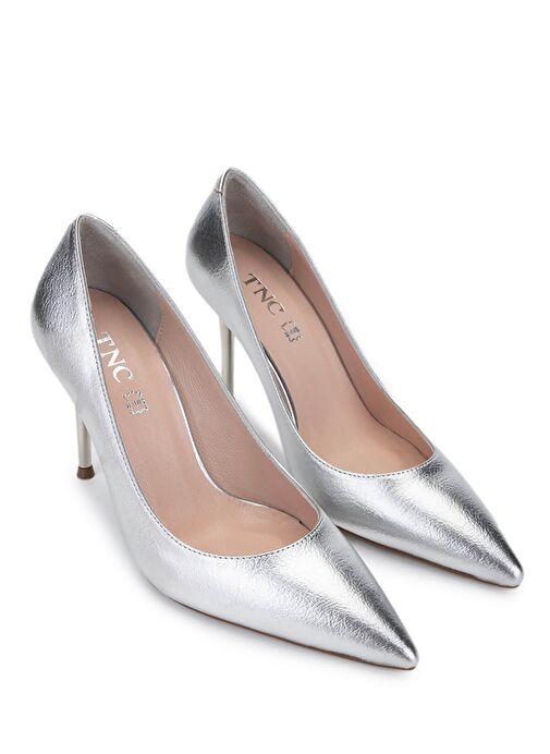 Tamer Tanca Kadın Suni Deri Gri Topuklu Ayakkabı - Görsel 3