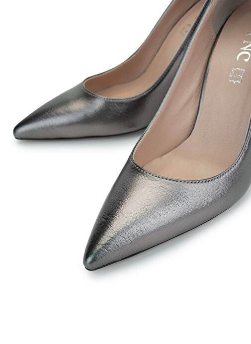 Tamer Tanca Kadın Suni Deri Antrasit Topuklu Ayakkabı - Görsel 4