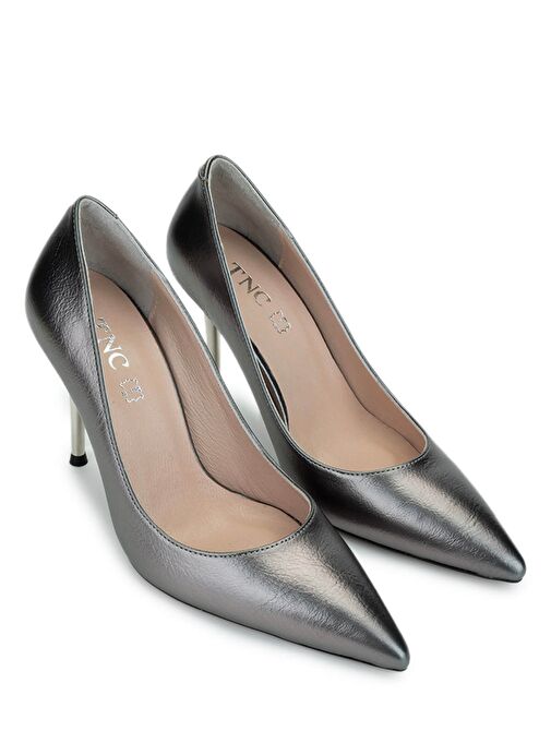 Tamer Tanca Kadın Suni Deri Antrasit Topuklu Ayakkabı - Görsel 3