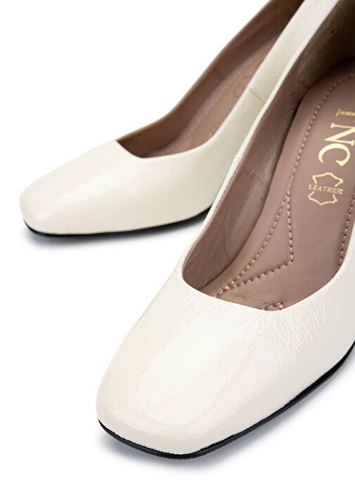 Tamer Tanca Kadın Hakiki Deri Bej Topuklu Ayakkabı - Görsel 5