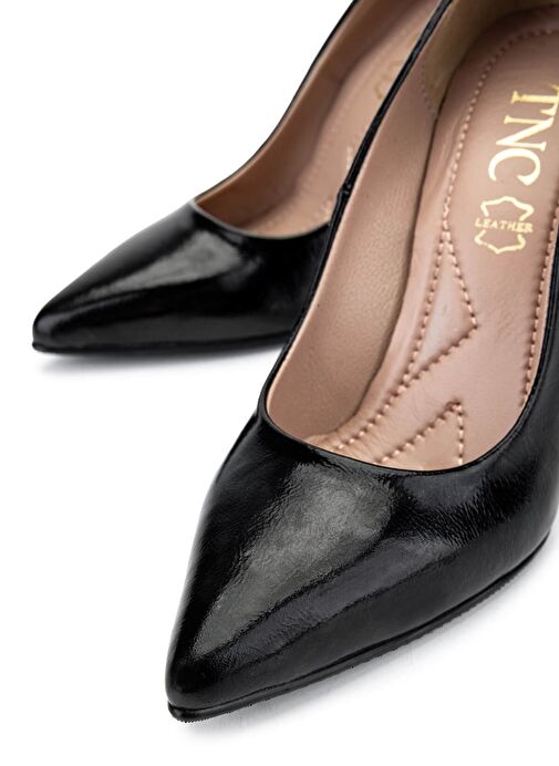 Tamer Tanca Kadın Hakiki Deri Siyah Rugan Topuklu Ayakkabı - Görsel 5