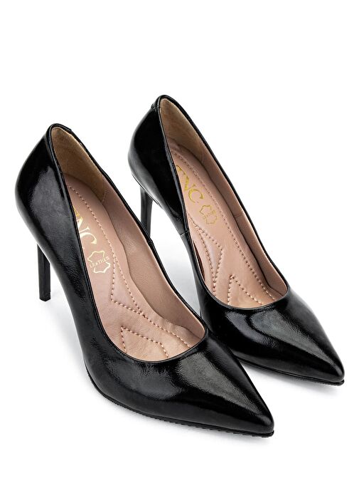 Tamer Tanca Kadın Hakiki Deri Siyah Rugan Topuklu Ayakkabı - Görsel 3