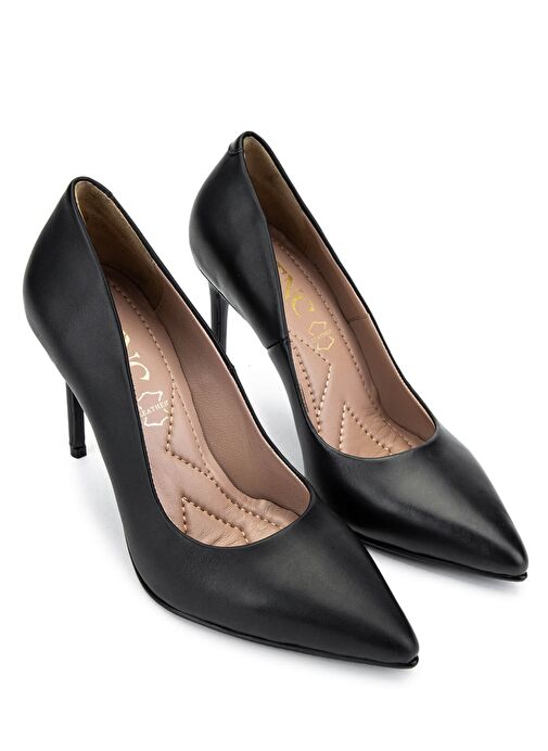 Tamer Tanca Kadın Hakiki Deri Siyah Deri Topuklu Ayakkabı - Görsel 3