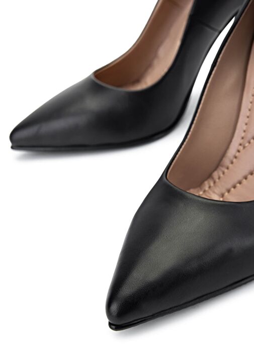 Tamer Tanca Kadın Hakiki Deri Siyah Deri Topuklu Ayakkabı - Görsel 5