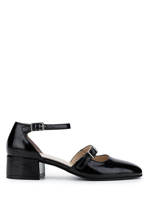 Tamer Tanca Kadın Hakiki Deri Siyah Rugan Topuklu Ayakkabı - Görsel 2