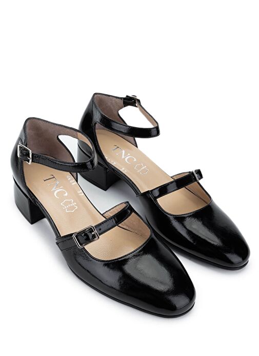 Tamer Tanca Kadın Hakiki Deri Siyah Rugan Topuklu Ayakkabı - Görsel 3