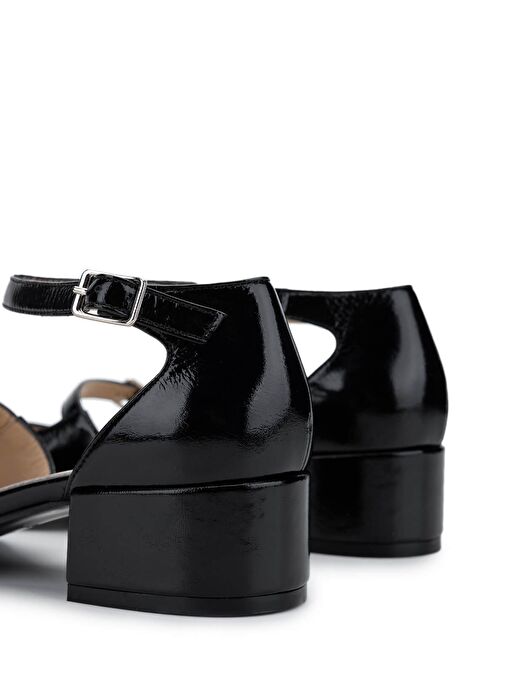 Tamer Tanca Kadın Hakiki Deri Siyah Rugan Topuklu Ayakkabı - Görsel 5