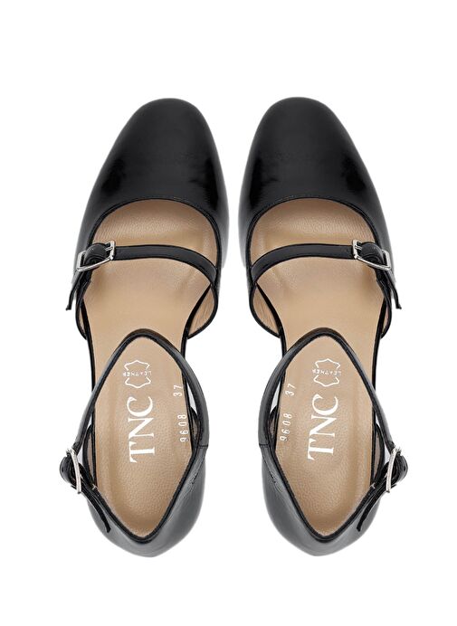 Tamer Tanca Kadın Hakiki Deri Siyah Rugan Topuklu Ayakkabı - Görsel 6