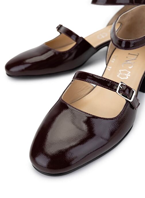 Tamer Tanca Kadın Hakiki Deri Bordo Rugan Topuklu Ayakkabı - Görsel 4