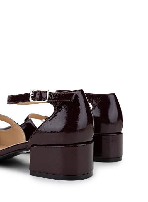 Tamer Tanca Kadın Hakiki Deri Bordo Rugan Topuklu Ayakkabı - Görsel 5