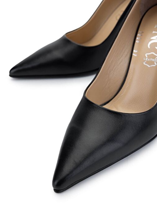 Tamer Tanca Kadın Hakiki Deri Siyah Deri Topuklu Ayakkabı - Görsel 4