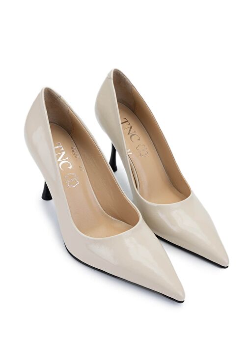 Tamer Tanca Kadın Hakiki Deri Bej Rugan Topuklu Ayakkabı - Görsel 3