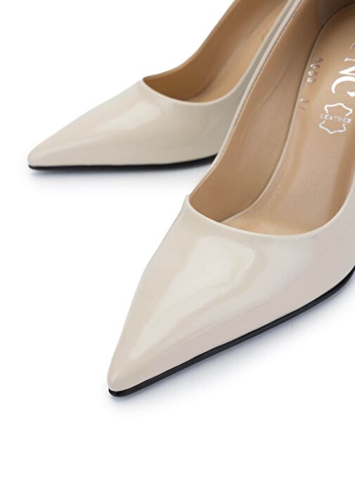 Tamer Tanca Kadın Hakiki Deri Bej Rugan Topuklu Ayakkabı - Görsel 5