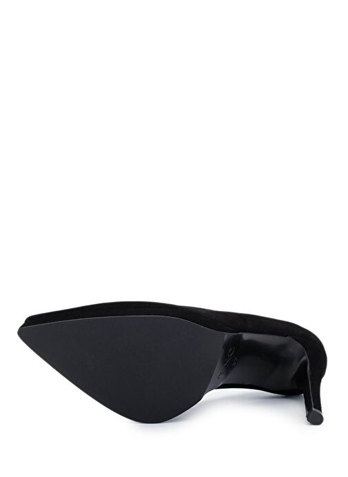 Tamer Tanca Kadın Hakiki Deri Siyah Süet Topuklu Ayakkabı - Görsel 6