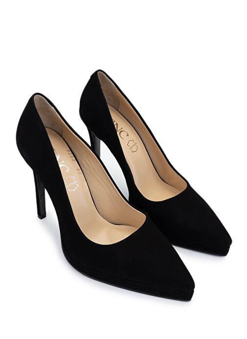Tamer Tanca Kadın Hakiki Deri Siyah Süet Topuklu Ayakkabı - Görsel 3