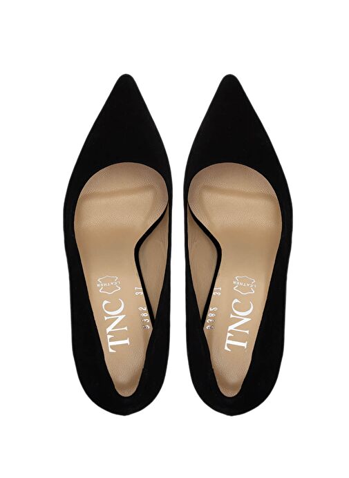 Tamer Tanca Kadın Hakiki Deri Siyah Süet Topuklu Ayakkabı - Görsel 7