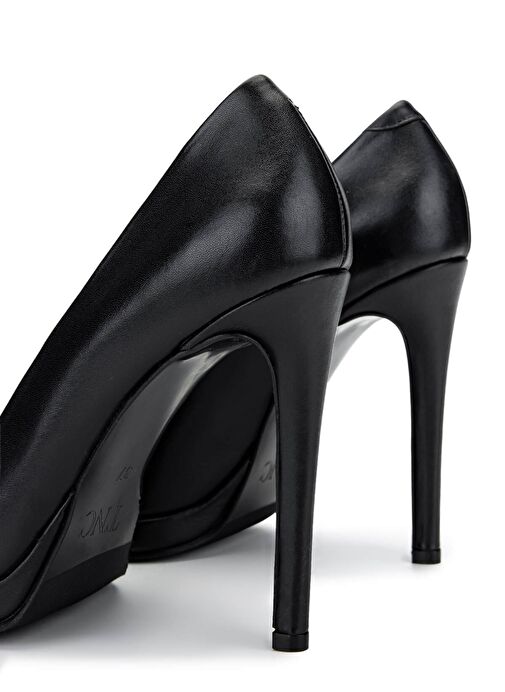 Tamer Tanca Kadın Hakiki Deri Siyah Deri Topuklu Ayakkabı - Görsel 5
