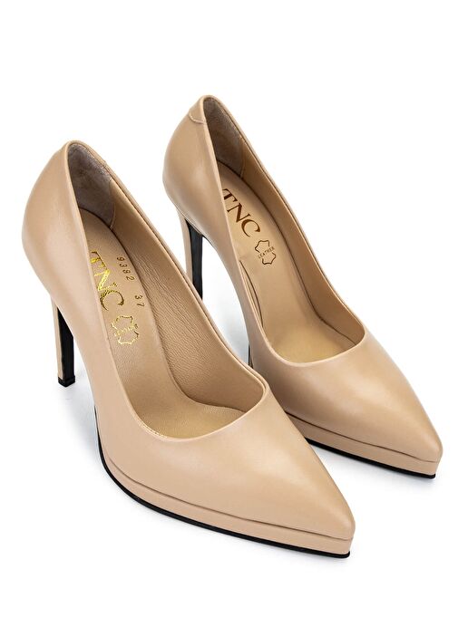 Tamer Tanca Kadın Hakiki Deri Bej Topuklu Ayakkabı - Görsel 3