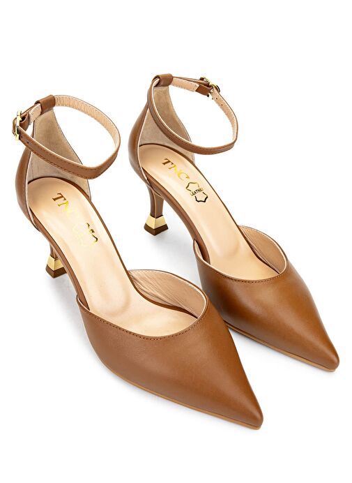 Tamer Tanca Kadın Hakiki Deri Taba Topuklu Ayakkabı - Görsel 3