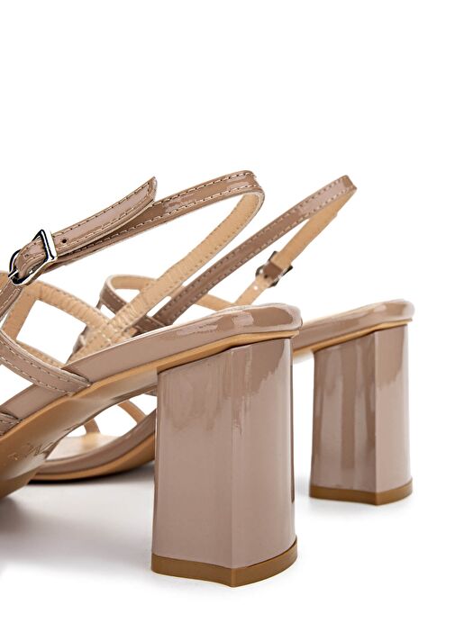 Tamer Tanca Kadın Hakiki Deri Bej Topuklu Ayakkabı - Görsel 6