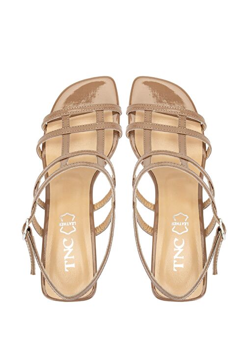 Tamer Tanca Kadın Hakiki Deri Bej Topuklu Ayakkabı - Görsel 7