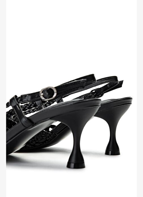 Tamer Tanca Kadın Suni Deri Siyah Topuklu Ayakkabı - Görsel 6