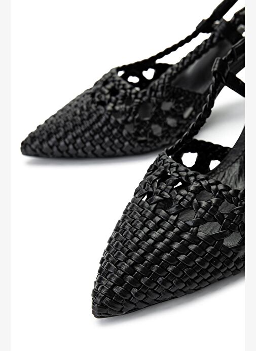 Tamer Tanca Kadın Suni Deri Siyah Topuklu Ayakkabı - Görsel 5