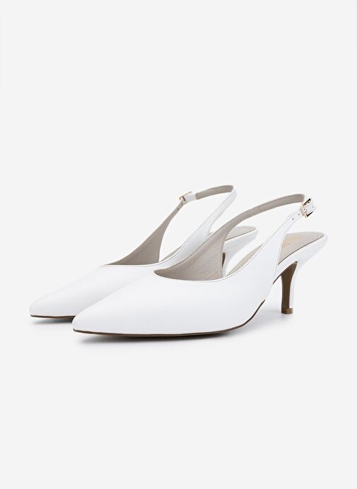 Valmenti Kadın Suni Deri Beyaz Topuklu Ayakkabı - Görsel 7