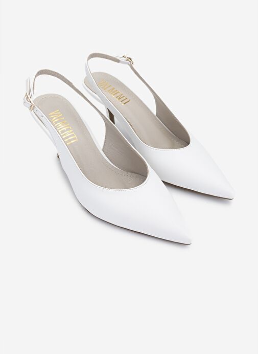 Valmenti Kadın Suni Deri Beyaz Topuklu Ayakkabı - Görsel 3