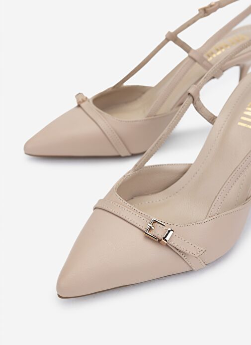 Valmenti Kadın Suni Deri Bej Topuklu Ayakkabı - Görsel 4