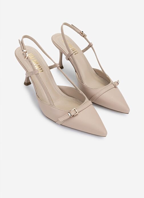 Valmenti Kadın Suni Deri Bej Topuklu Ayakkabı - Görsel 3