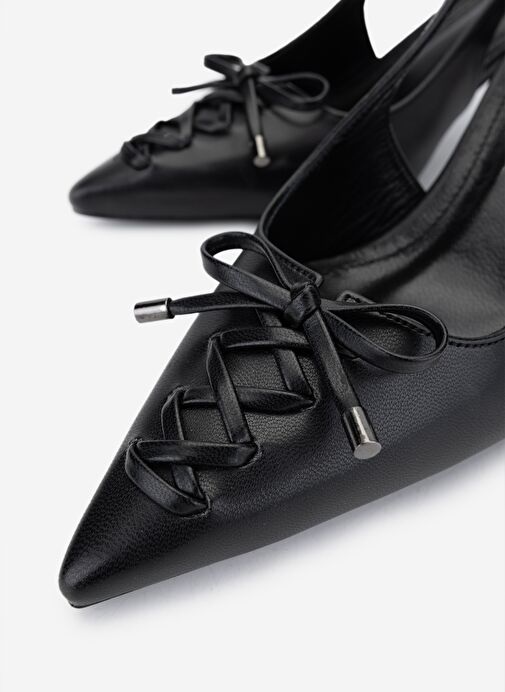 Valmenti Kadın Suni Deri Siyah Topuklu Ayakkabı - Görsel 4