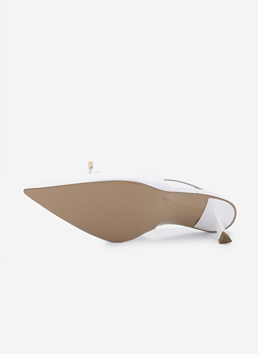Valmenti Kadın Suni Deri Beyaz Topuklu Ayakkabı - Görsel 5